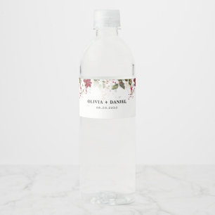 Étiquette Pour Bouteilles D'eau Mariage de Noël Rouge Poinsettia