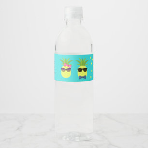 Étiquette Pour Bouteilles D'eau Mariage de plage tropicale d'été Turquoise et Lemo