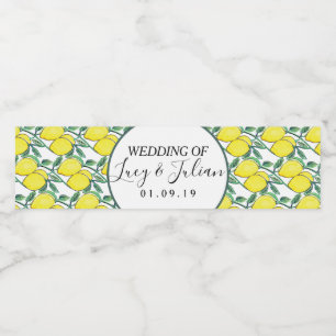 Étiquette Pour Bouteilles D'eau Mariage de verdure de citron peint à l'aquarelle