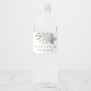 Étiquette Pour Bouteilles D'eau Mariage Dusty Blue Florals