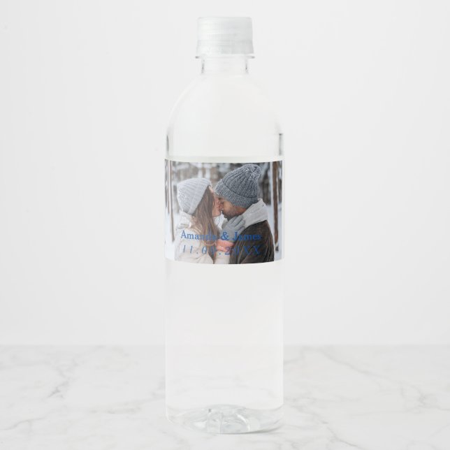 Étiquette Pour Bouteilles D'eau Mariage élégant Photo favorise rustique (Devant)