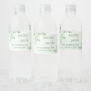 Étiquette Pour Bouteilles D'eau Mariage Eucalyptus Green Watercolor