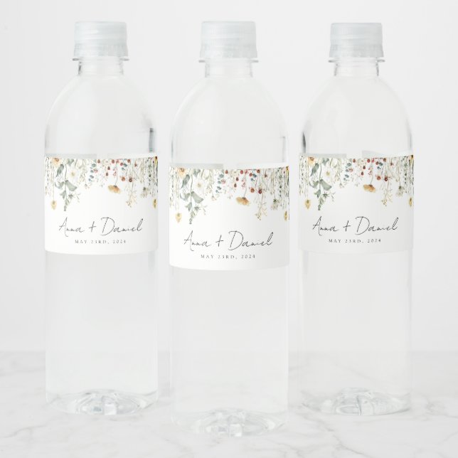 Étiquette Pour Bouteilles D'eau Mariage fleur sauvage (Bouteilles)
