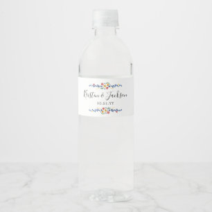 Étiquette Pour Bouteilles D'eau Mariage floral brodé