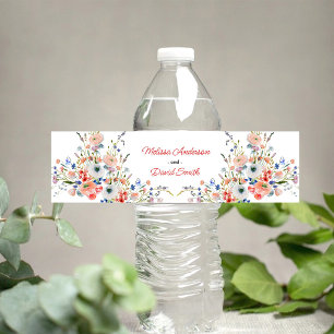 Étiquette Pour Bouteilles D'eau Mariage Floral Élégant