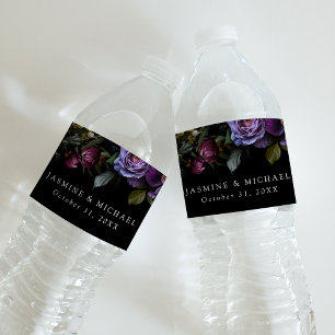 Étiquette Pour Bouteilles D'eau Mariage Floral Gothique Violet Capricieux