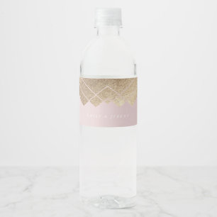 Étiquette Pour Bouteilles D'eau Mariage Géométrique Pink Gold Gatsby