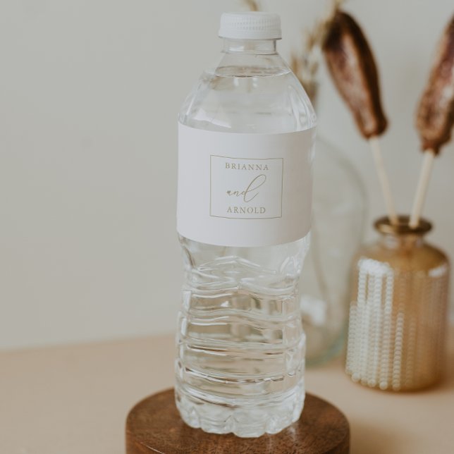 Étiquette Pour Bouteilles D'eau Mariage minimaliste à l'élégance or (Créateur téléchargé)