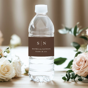 Étiquette Pour Bouteilles D'eau Mariage minimaliste et chic Monogramme de mariag