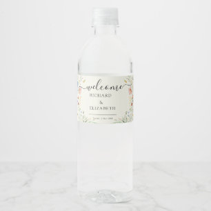 Étiquette Pour Bouteilles D'eau Mariage moderne Fleur sauvage minimal élégant