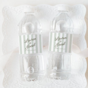Étiquette Pour Bouteilles D'eau Mariage Moderne Minimaliste Bandes Vertes