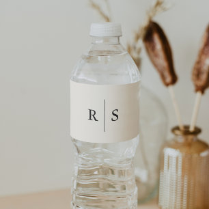 Étiquette Pour Bouteilles D'eau Mariage Monogramme noir & écrin classique