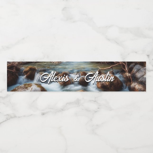 Étiquette Pour Bouteilles D'eau Mariage Mountain Stream (Étiquettes simples)