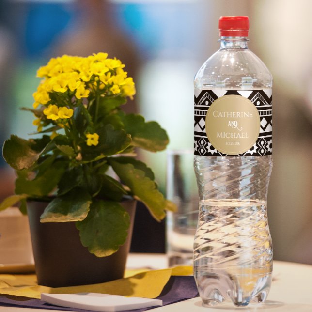 Étiquette Pour Bouteilles D'eau Mariage or Motif Boho moderne (Créateur téléchargé)