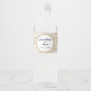 Étiquette Pour Bouteilles D'eau Mariage personnalisé Burlap and Lace