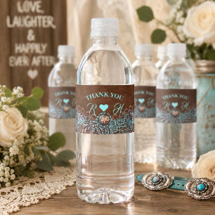 Étiquette Pour Bouteilles D'eau mariage turquoise marron cowboy country western
