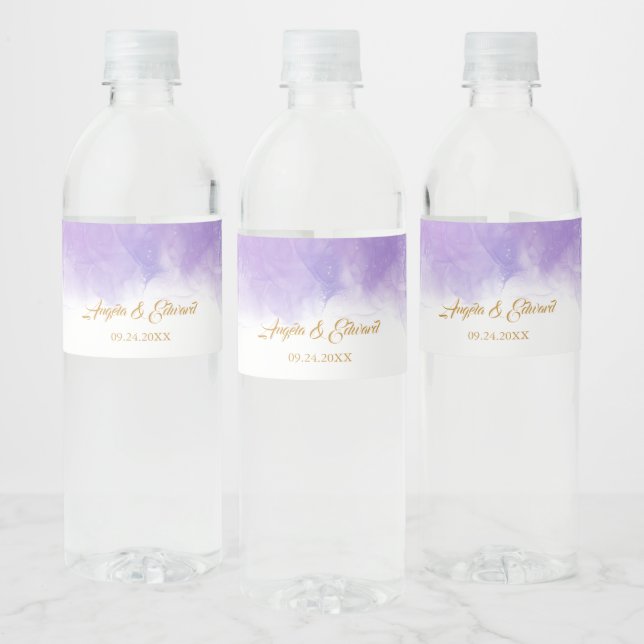 Étiquette Pour Bouteilles D'eau Mariage violet violet moderne (Bouteilles)