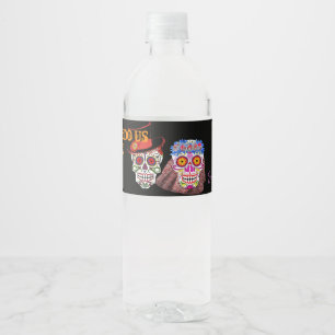Étiquette Pour Bouteilles D'eau Mariée et chambre Sugar Skulls TIl Death Do Us Par
