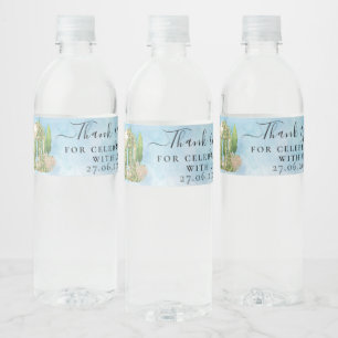 Étiquette Pour Bouteilles D'eau Merci Gazebo fleurs colombes Mariage cadeau de lux