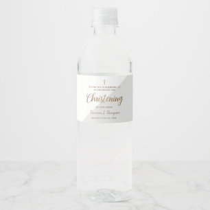 Étiquette Pour Bouteilles D'eau Merci moderne Gris or Christening