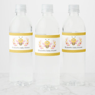 Étiquette Pour Bouteilles D'eau Mère mignonne à Abee Baby shower rose jaune