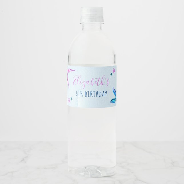 Étiquette Pour Bouteilles D'eau Mermaid Anniversaire Fête Bouteille d'eau (Devant)