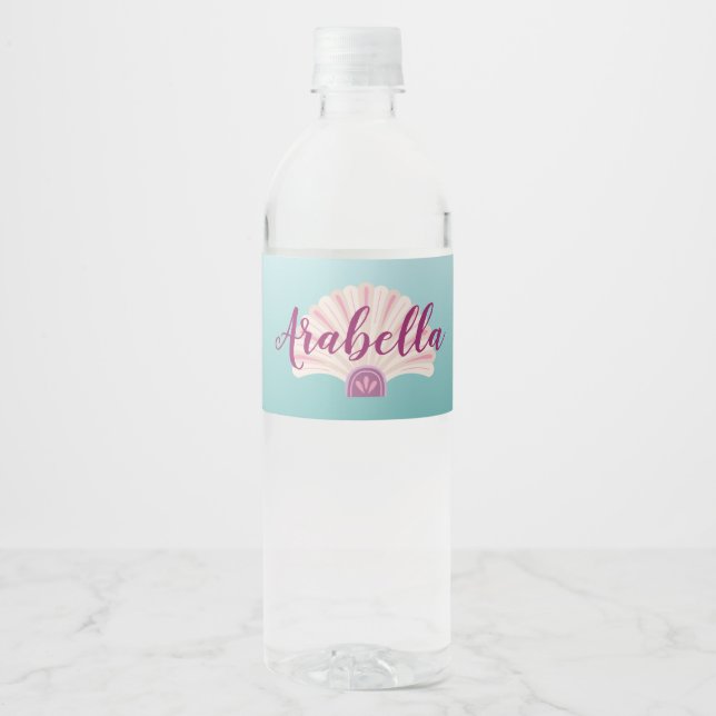 Étiquette Pour Bouteilles D'eau Mermaid Shell Birthday Water BotÉtiquette (Devant)