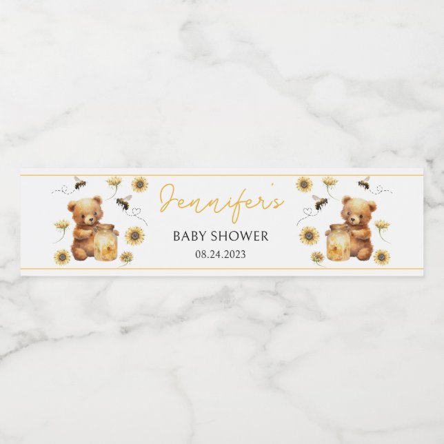Étiquette Pour Bouteilles D'eau Miel bumble abeille jaune sexe neutre baby shower (Étiquettes simples)