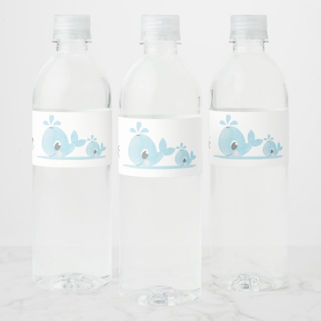 Étiquette Pour Bouteilles D'eau Mignonne Maman Baleine Bébé Baby shower baleine (Bouteilles)