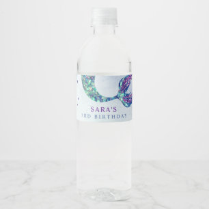 Étiquette Pour Bouteilles D'eau Mignonne violet vert Parties scintillant moderne S