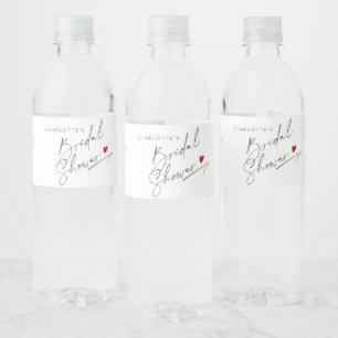 Étiquette Pour Bouteilles D'eau Mini coeur de script moderne Douche nuptiale