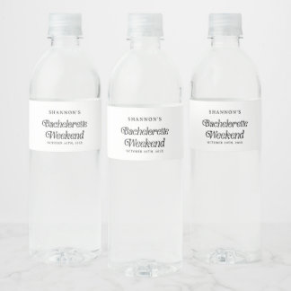 Étiquette Pour Bouteilles D'eau Mini fin de semaine de bachelorette noir et blanc