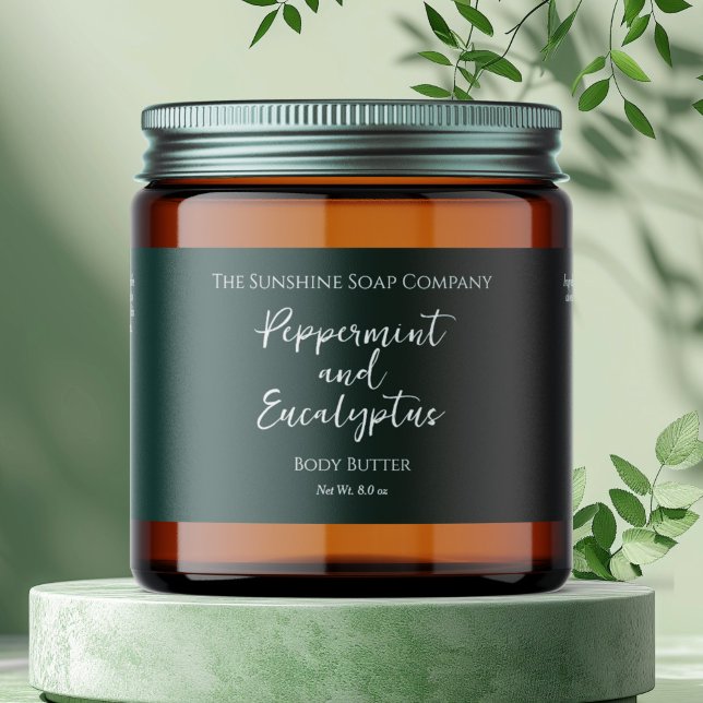 Étiquette Pour Bouteilles D'eau Minimalist Green Waterproof Cosmetics Jar Label (Créateur téléchargé)