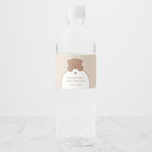 Étiquette Pour Bouteilles D'eau Minimaliste mou Ours en tourbe Baby shower moderne