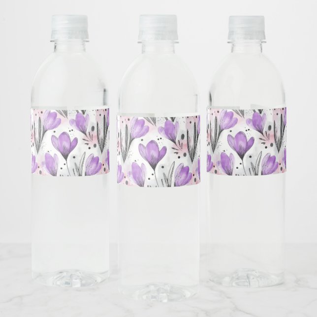 Étiquette Pour Bouteilles D'eau Modèle floral (Bouteilles)