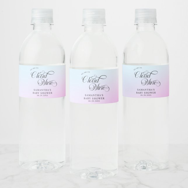 Étiquette Pour Bouteilles D'eau Moderne Pastel Pink Cloud Neuf Baby shower (Bouteilles)