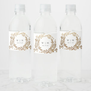 Étiquette Pour Bouteilles D'eau Monogram Crest classique Mariage élégant