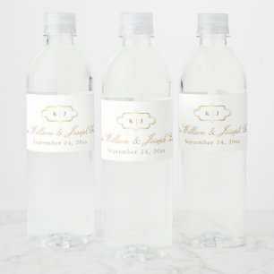 ÉTIQUETTE POUR BOUTEILLES D'EAU MONOGRAMME CLASSIQUE ET MARIAGE DE CALLIGRAPHIE RO