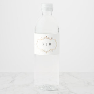 Étiquette Pour Bouteilles D'eau monogramme d'or modèle personnalisé