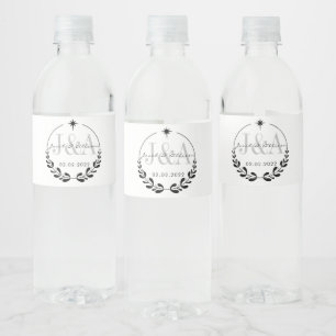 Étiquette Pour Bouteilles D'eau monogramme élégant bar moderne mariage