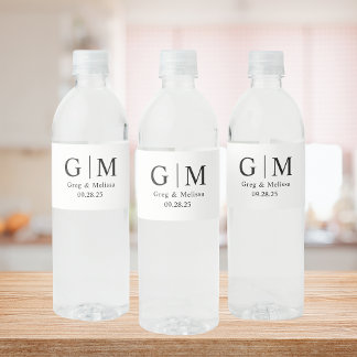 Étiquette Pour Bouteilles D'eau Monogramme Mariage bouteille d'eau Étiquette Maria