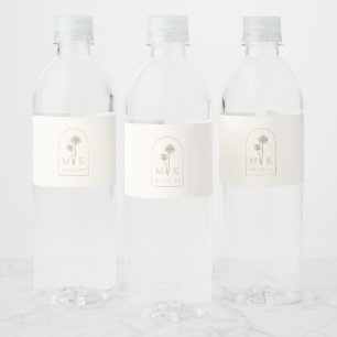 Étiquette Pour Bouteilles D'eau Monogramme Mariage minimaliste chic côtier