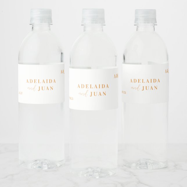 Étiquette Pour Bouteilles D'eau Monogramme minimaliste moderne Mariage (Bouteilles)