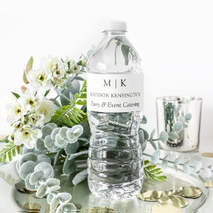Étiquette Pour Bouteilles D'eau Monogramme minimaliste moderne ou ajouter un logo