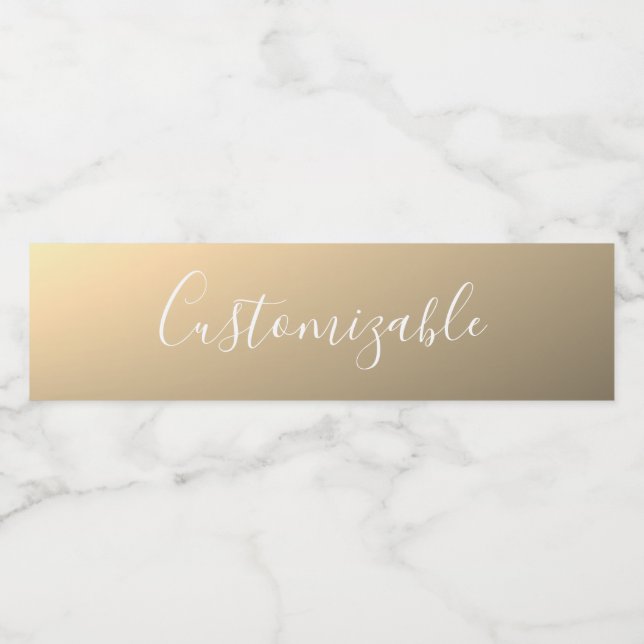 Étiquette Pour Bouteilles D'eau Monogramme ou mot de script moderne élégant | Doré (Étiquettes simples)
