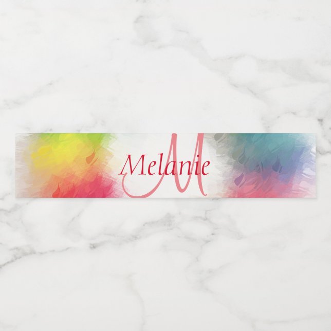 Étiquette Pour Bouteilles D'eau Monogramme personnalisé Modèle coloré moderne arc- (Étiquettes simples)