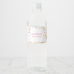 Étiquette Pour Bouteilles D'eau Montgolfière Motif Aquarelle Anniversaire