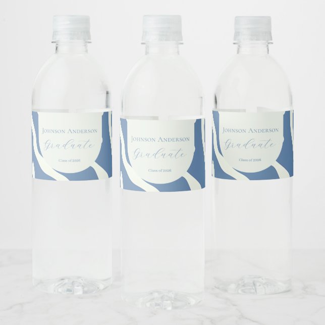 Étiquette Pour Bouteilles D'eau Motif abstrait bleu et crème moderne pour la remis (Bouteilles)