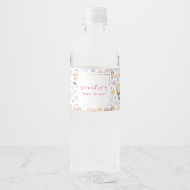 Étiquette Pour Bouteilles D'eau Motif d'aquarelle de ballon à air chaud (Devant)
