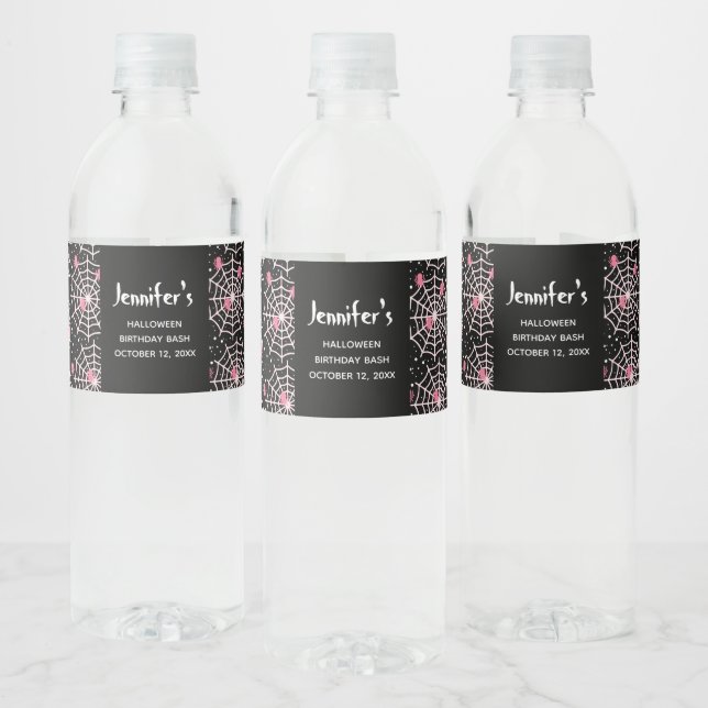 Étiquette Pour Bouteilles D'eau Motif des toiles d'Halloween et araignées (Bouteilles)